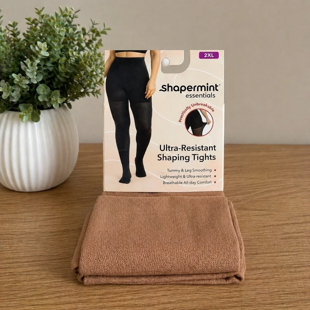Shapermint Essentials Ultra-Resistant Shaping Tights Nude Tan 2XL 31048 New